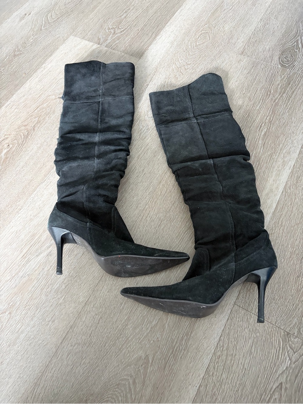 Z London Women's Black genuine Suede Knee-High‎ Stiletto Boots